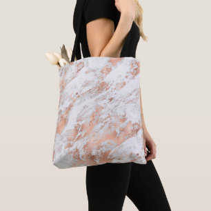 Bolsa Tote Mármore Brilhante Branco Dourado Rosa Bonito