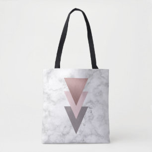 Bolsa Tote mármore cinzento do branco dos triângulos do ros