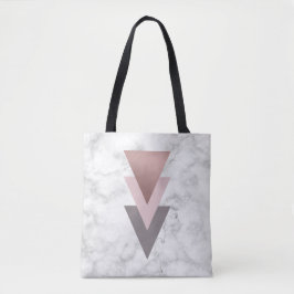 Bolsa Tote mármore cinzento do branco dos triângulos do rosa