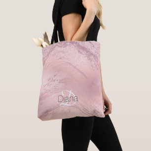 Bolsa Tote Mármore de ouro, dourado, rosa-na moda, elegante