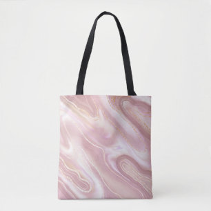 Bolsa Tote Mármore elegante: textura de ouro rosa