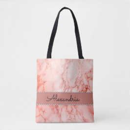 Bolsa Tote Mármore rosa rosa elegante personalizado