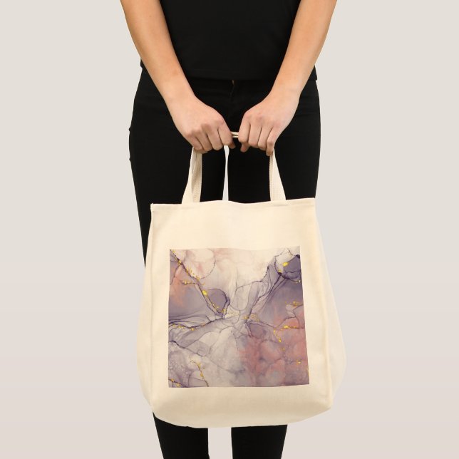 Bolsa Tote Mármore Violeta e Dourado (Frente (produto))