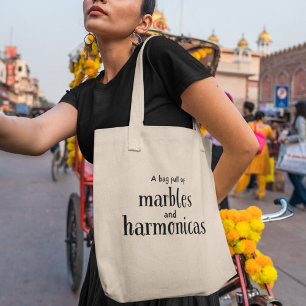 Bolsa Tote Mármores & Harmônicas Presente para Amantes de Mús