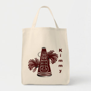 Bolsa Tote Maroon Megaphone Cheerleader Canvas Tote Bag