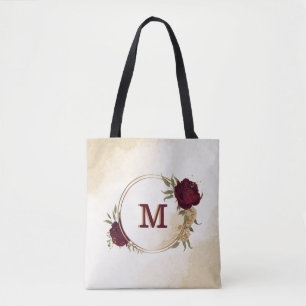 Bolsa Tote Maroon verde-ouro botânico