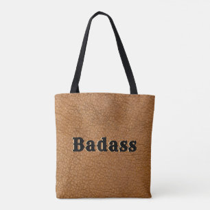 Bolsa Tote Marrom Badass de Couro Cru Falso com Es