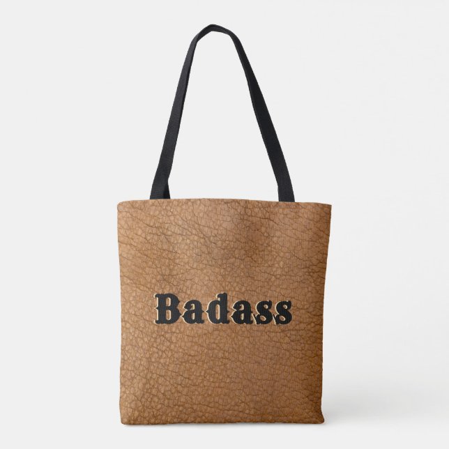 Bolsa Tote Marrom Badass de Couro Cru Falso com Es (Verso)