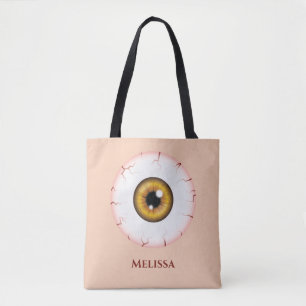Bolsa Tote Marrom Cartoon Eyeball Alveolado Halloween Eyeball