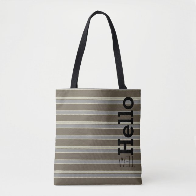 Bolsa Tote Marrom Cinza e Creme (Frente)