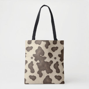 Bolsa Tote Marrom Rústico Couro de Vaca Impressão Country Wes