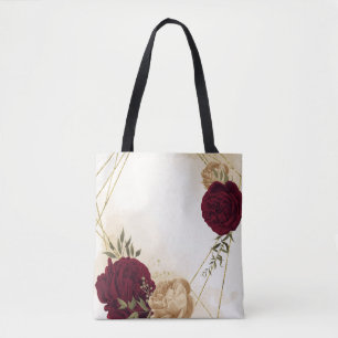 Bolsa Tote Marrom verde bege dourado botânico