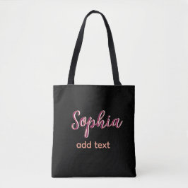 Bolsa Tote marron adicione name girl patrão texto preto elega