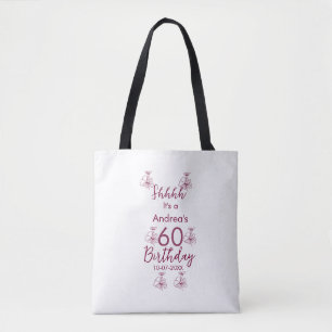 Bolsa Tote Marron white mauve shhhh 60.º aniversário nome flo