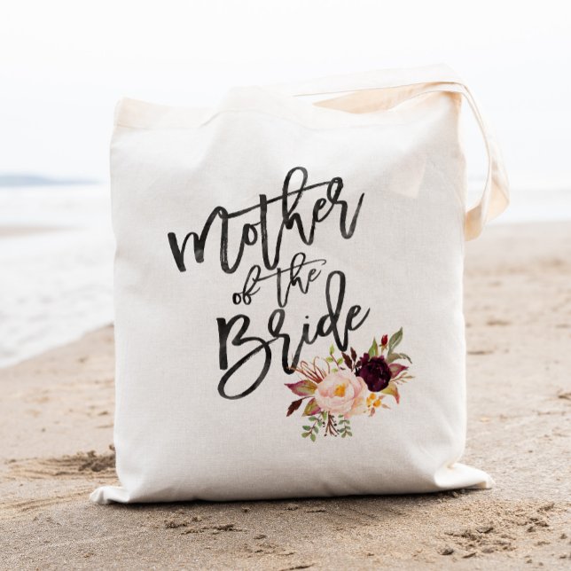 Bolsa Tote Marsala burgundy Mãe Floral da noiva (Criador carregado)