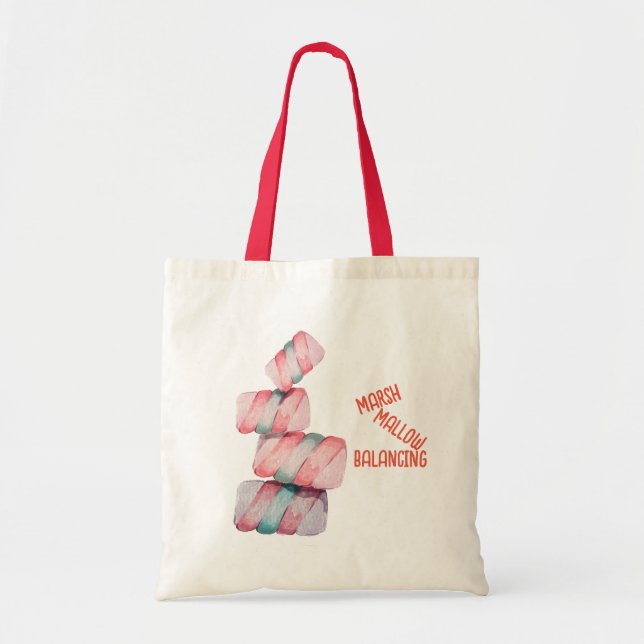 Bolsa Tote Marshmallow Balancing Candy Pun Tote Bag (Frente)