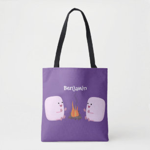 Bolsa Tote Marshmallows cor-de-rosa lindos por desenhos anima