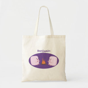 Bolsa Tote Marshmallows cor-de-rosa lindos por desenhos anima