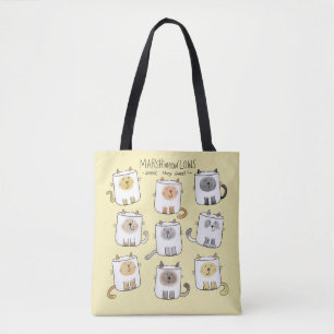 Bolsa Tote MarSHmeowLOWS Whimsical Wordplay Cat Marshmallows