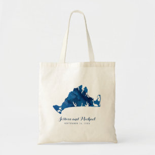 Bolsa Tote Marthas Vineyard Blue Painted Map Weding Guest