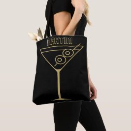 Bolsa Tote Martini de azeitona dourado modernista de meados d