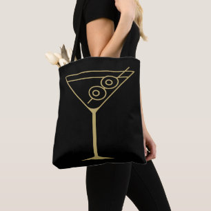 Bolsa Tote Martini de azeitona dourado modernista do meio do