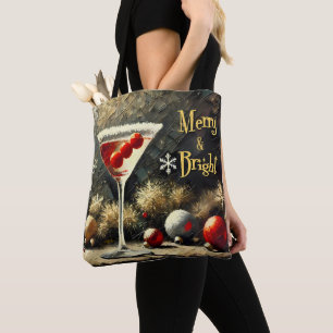 Bolsa Tote Martini de Natal de Cranberry Triplo Retro dos Ano
