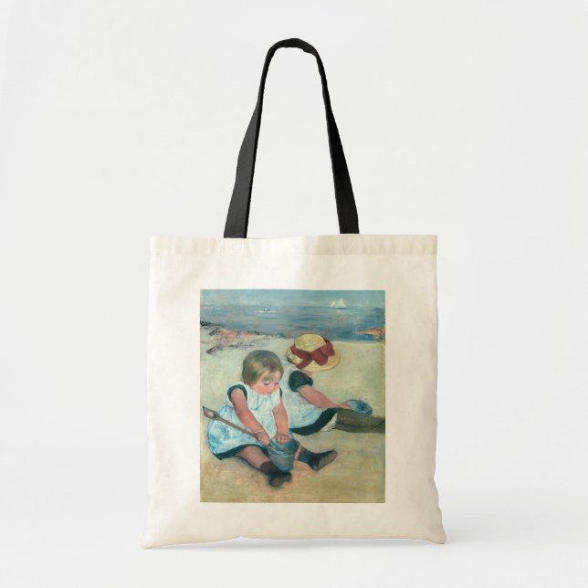 Bolsa Tote Mary Cassatt - Crianças Brincando na Praia (Frente)