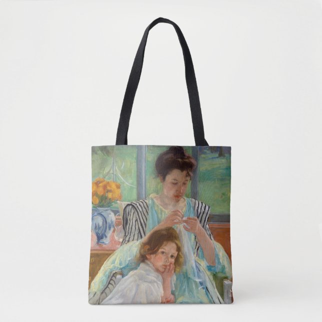 Bolsa Tote Mary Cassatt - Jovem Mãe costurando (Frente)