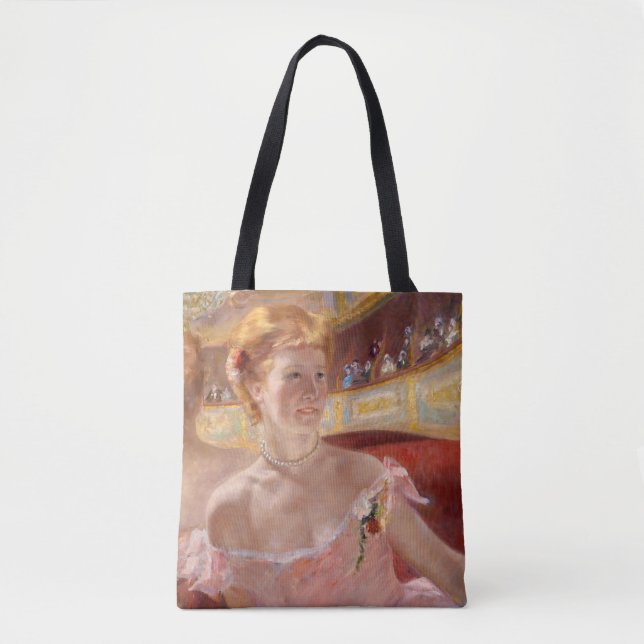 Bolsa Tote Mary Cassatt - Mulher com Colar de Pérolas numa Lo (Frente)