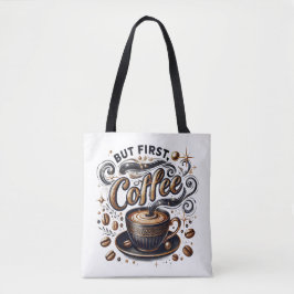 Bolsa Tote Mas Primeira Arte do Café - Design Na moda Dourado