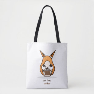Bolsa Tote Mas Primeiro Café Raposa Fofa Humor Amante de Café