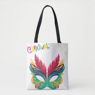 Bolsa Tote Máscara Colorida de Carnaval – Design Festivo de M
