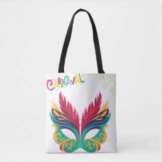 Bolsa Tote Máscara Colorida de Carnaval – Design Festivo de M