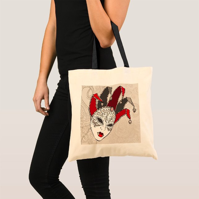 Bolsa Tote Máscara de Bufão do Carnaval de Veneza Mardi Gras (Criador carregado)