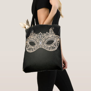 Bolsa Tote Máscara de Mascarada Pérola Verde Vintage Festa à