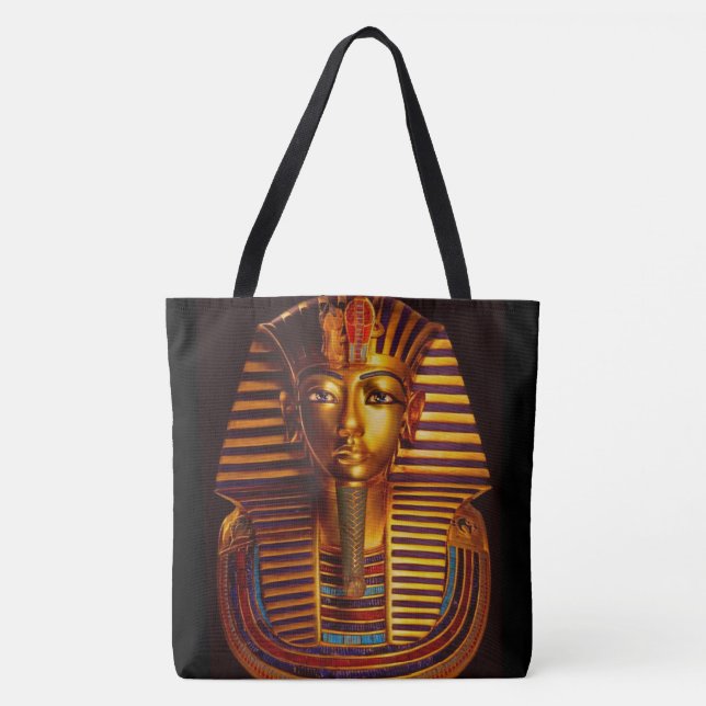 Bolsa Tote Máscara Dourada do Rei Egípcio Tutankhamun (Frente)
