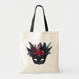 Bolsa Tote Máscara Floral Vermelha Burgundy Preta Chic