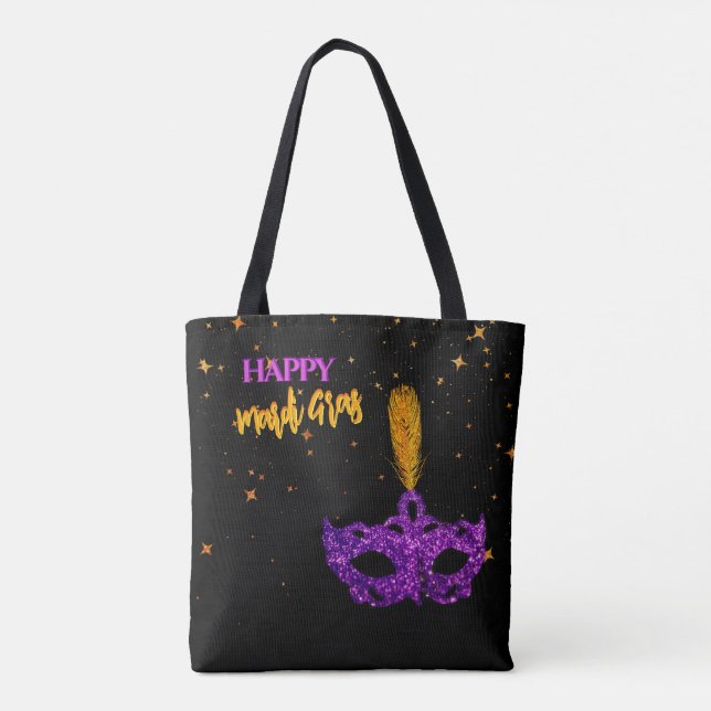 Bolsa Tote Máscara Personalizada Violeta e Laranja Faíscas Ma (Verso)
