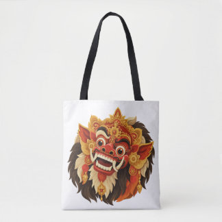 Bolsa Tote Máscara tradicional balinesa Barong representando