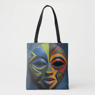 Bolsa Tote Máscara Tribal Africana Cubismo Abstrato