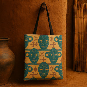 Bolsa Tote Máscara Tribal - Padrão do Rosto Étnico Africano