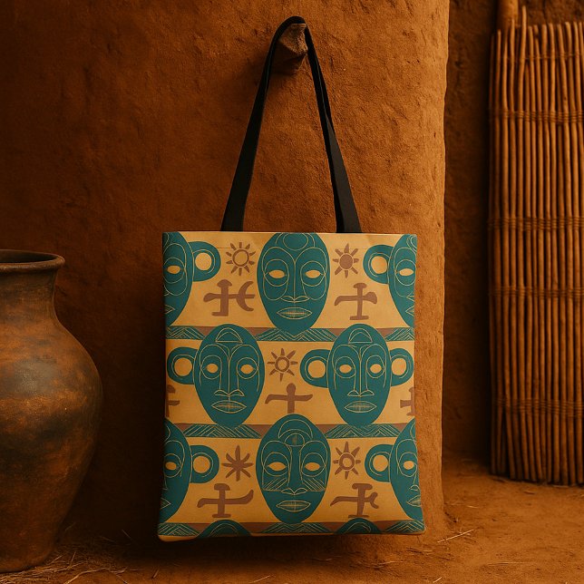 Bolsa Tote Máscara Tribal - Padrão do Rosto Étnico Africano (Criador carregado)