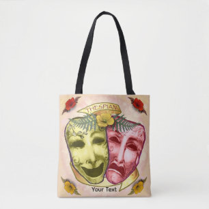 Bolsa Tote Máscaras de Ator Amarelo Vermelho