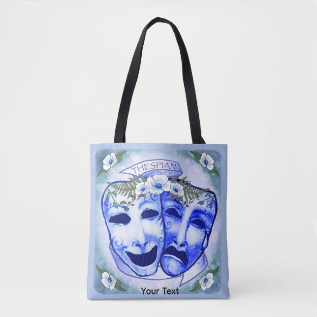 Bolsa Tote Máscaras de Ator Azuis (Frente)
