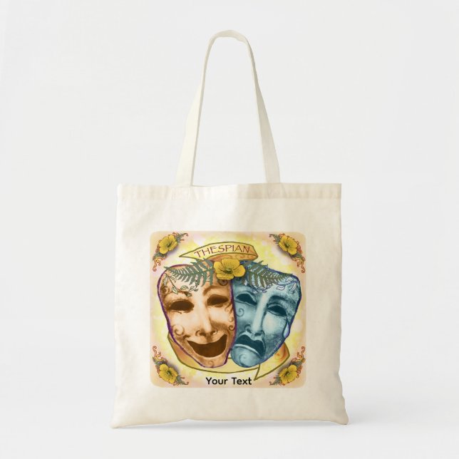 Bolsa Tote Máscaras de Ator Laranja Azul (Frente)