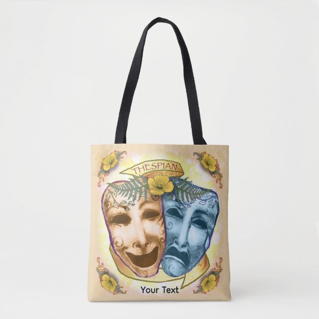 Bolsa Tote Máscaras de Ator Laranja Azul (Frente)