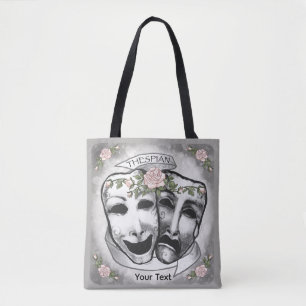 Bolsa Tote Máscaras de Ator Preto e Branco