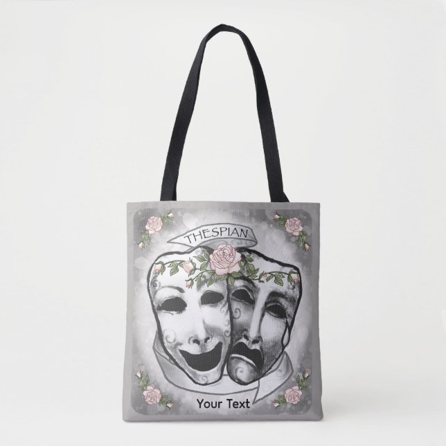 Bolsa Tote Máscaras de Ator Preto e Branco (Frente)