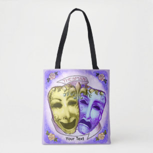 Bolsa Tote Máscaras de Ator Roxo Amarelo